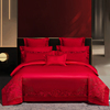 新婚庆床上用品四件套大红色全棉纯棉绣花被套床单式婚嫁高档床品