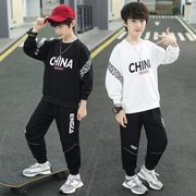 春秋儿童装男童休闲套装中国少年帅气12岁男孩运动两件套潮流印花