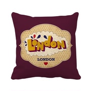 英国伦敦卡通邮票复古雨伞，方形抱枕靠枕沙发，靠垫双面含芯礼物
