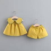宝宝夏季洋气套装1-3岁婴儿周岁衣服2小女童可爱娃娃衫短裤两件套