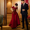 时光裁剪2024新娘结婚订婚敬酒服红色礼服高端优雅连衣裙