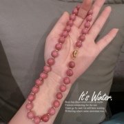 新中式短款项链玫瑰色蔷薇红木纹多圈手链