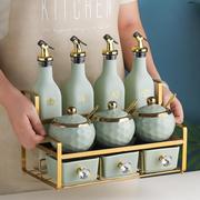 高颜值厨房调料盒玻璃调味瓶套装家用陶瓷调料罐子油盐酱醋收纳!