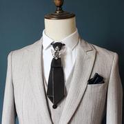 原创设计男士免手打领带新郎伴郎结婚领结，男女通用白色衬衫领花潮