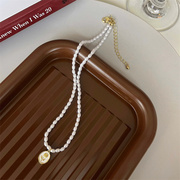 圆牌艳炟巴洛克珍珠玫瑰项链温柔法式复古小香风高级感网红锁骨链