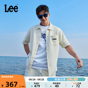 Lee24春夏舒适版Logo织标米白色男短袖衬衫休闲LMT008131204
