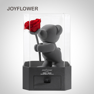 joyflower小熊憨憨玫瑰花束，永生花生日礼盒，情人节礼物送女生朋友
