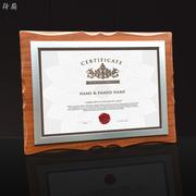 证书奖状展示牌匾木质a4相框磁吸装裱聘书企业荣誉员工颁奖