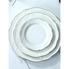 欧式金边陶瓷西餐盘子牛排盘圆形，平盘长方盘，甜品复古风纯色珍珠盘