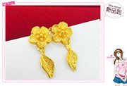 越南沙金女款花朵耳钉  镀24K黄金女士玫瑰花耳钉 仿真金首饰