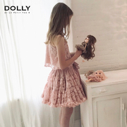 荷兰Dolly女童半身裙公主裙夏季儿童裙子洋气百褶裙蕾丝褶边短裙