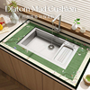 绿色硅藻泥水槽边缘吸水垫新中式，厨房洗碗槽窄边沥水垫洗脸台垫子