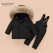波比猪2022宝宝儿童羽绒服套装男女童洋气冬装白鸭绒小童外套