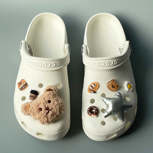 适用crocs洞洞鞋鞋花毛绒，小熊公仔星星，y2k卡通鞋扣配饰个性配件