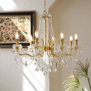 法式复古全铜水晶吊灯美式欧式蜡烛别墅，客厅餐厅卧室轻奢灯具6头