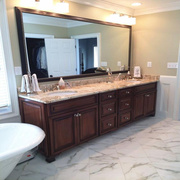 美式橡木浴室柜组合大理石双盆洗手台卫浴柜台盆柜落地式洗手盆柜