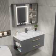 轻奢风陶瓷一体盆浴室柜，组合现代简约卫生间，洗手台盆洗脸池洗漱台