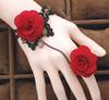 外贸韩版蕾丝手链玫瑰花，手链带戒指一体链饰品