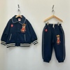 韩国童装ins风男女童藏青色苹果小熊外套运动裤幼儿园运动套装