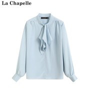 拉夏贝尔/La Chapelle系带蝴蝶结长袖雪纺衬衫法式设计感女士