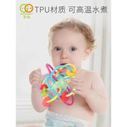 谷雨曼哈顿球牙胶摇铃，玩具婴幼儿0-1-3-6-8个月岁婴儿，宝宝手抓球.