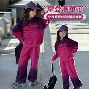 女童运动服套装春秋，2024儿童早春时髦洋气，大童春装卫衣两件套