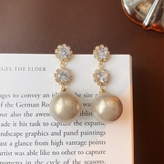 简而优雅银针镶钻珍珠耳坠法式优雅时尚轻奢气质高级感