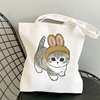 原宿帆布包购物袋趣味猫咪卡通印花大容量时尚可爱女士单肩包