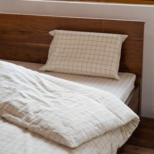 “不再有”MUMO木墨 格纹亚麻四件套被套床笠枕套1.2米1.5米1.8米