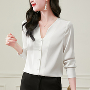 高档品牌杭州重磅真丝衬衫女2024年春秋季长袖白色桑蚕丝上衣