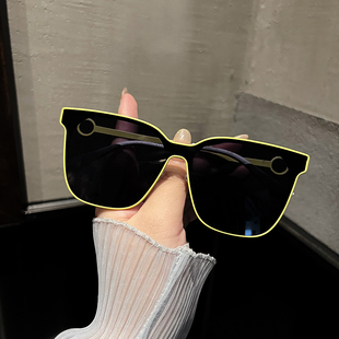 lp眼镜欧美大框显瘦太阳镜女个性，金属框墨镜，男网红一体式镜片防风