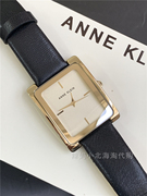 美国anneklein2706金色，简约方形表盘黑色皮带，女士石英手表