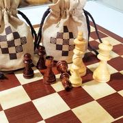 跨境木制国际象棋大号实木棋子儿童木质棋盘拼格套装