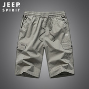 jeepspirit夏季男士，宽松短裤多口袋黑色户外五分裤休闲短裤7248