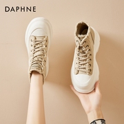 达芙妮Daphne~帆布高帮鞋女鞋2022年复古马丁靴百搭厚底短靴
