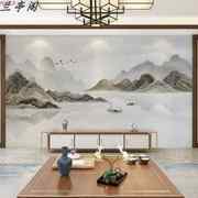3d新中式水墨画山水电视，背景墙壁纸客厅沙发，装饰壁画茶室酒店墙布