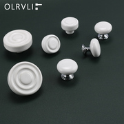 帕意olrvli白色陶瓷抽屉拉手，银色现代法式复古美式衣柜橱柜小拉手