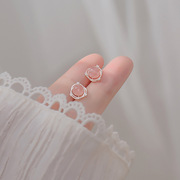 925纯银草莓晶锆石耳钉，少女耳环森系粉，水晶星球小众设计感耳饰女