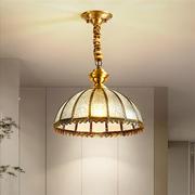 全铜欧式吊灯单头个性创意阳台过道走廊楼梯玄关灯卧室书房