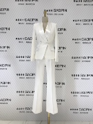 小个子白色西服套装女喇叭裤修身气质韩版收腰短款小西装礼服