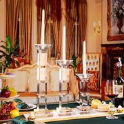 欧式水晶玻璃蜡烛台烛光，晚餐婚庆婚礼烛台道具，餐桌装饰烛台摆件
