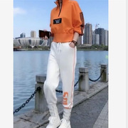 印花高腰上衣潮韩版秋季长裤L2652023橘色字母时尚