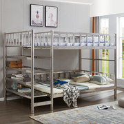 加粗加厚双层不锈钢直立上下铺儿童高低床现代简约1.8米铁架书架