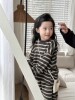 2024春季女童字母印花条纹运动套装韩版男宝宝卫衣卫裤两件套
