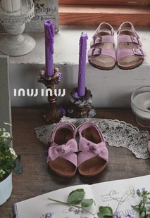 韩国设计款童鞋糖果色蝴蝶结，凉鞋勃肯鞋法式田园碎花皮鞋