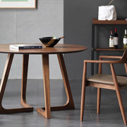 北欧设计全实木圆形餐桌橡木家用小户型茶几休闲商用咖啡桌椅组合