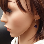 天然紫水晶925纯银耳环耳坠，女紫晶紫色流行韩国夸张时尚气质耳饰