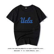 美国名校加州理工UCLA洛杉矶留学生男女学生穿棉短袖t恤套头半袖