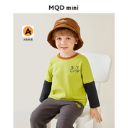 MQDmini童装男童长袖T恤儿童假两件上衣宝宝春装衣服小男孩体恤潮