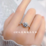 1克拉S925纯银钻戒指结婚对戒仿真假戒指订婚婚纱照求婚活口